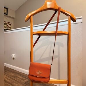 Coach C5616 Orange Leather Crossbody Bag Gold Turn Lock Small Purse